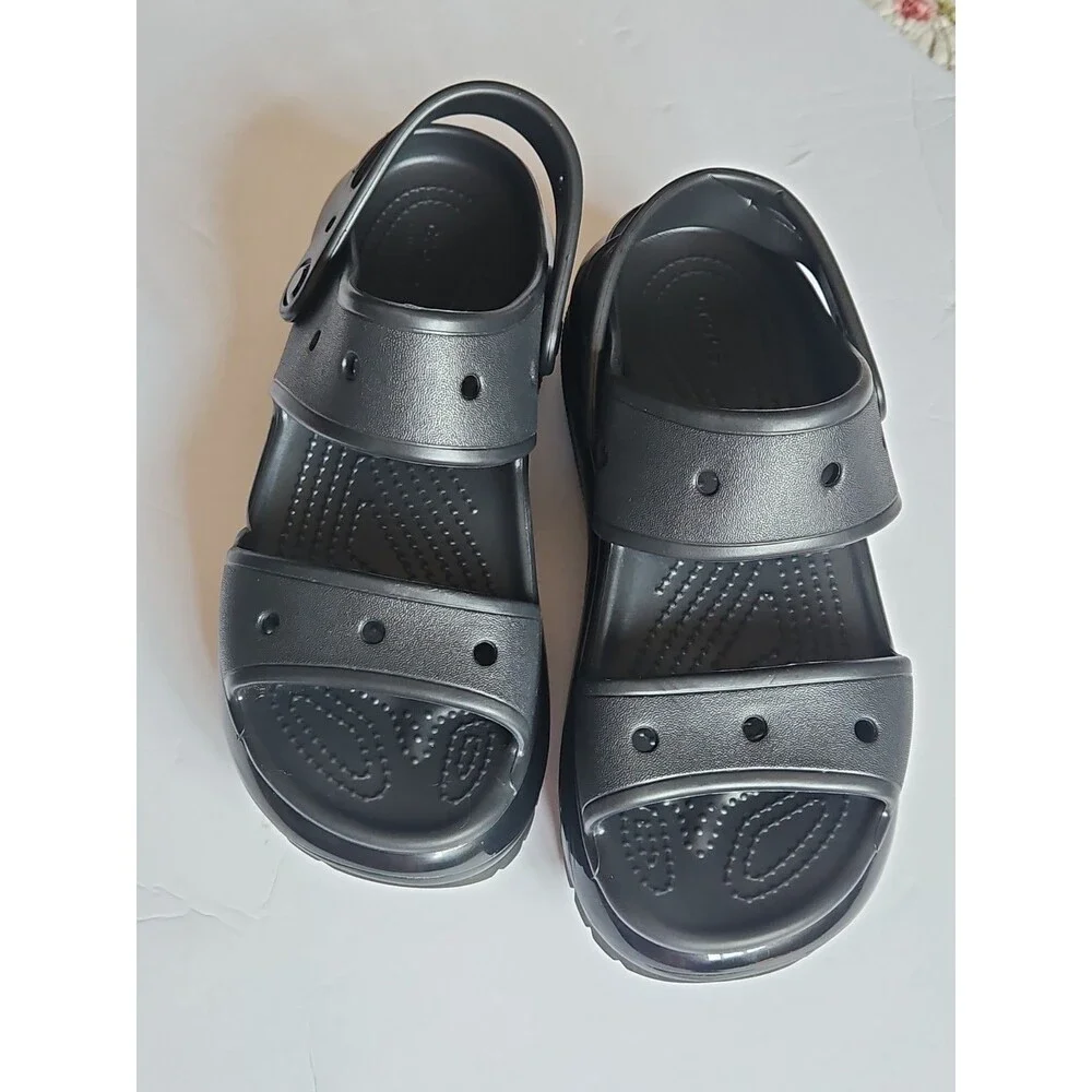 Crocs Classic Mega Crush Black Platform Sandals US 6